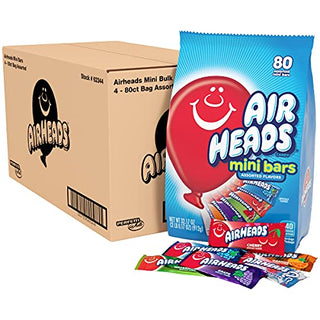 Airheads Mini Bars Halloween Trick or Treat Candy Assorted Flavors Variety Pack Individually Wrapped Bulk Candy for Adults & Kids Party Pantry Non-Melting 80 ct Bag (Box of 4 Bags)